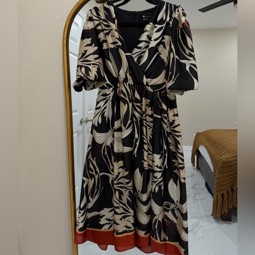 Black and Cream Floral Dress